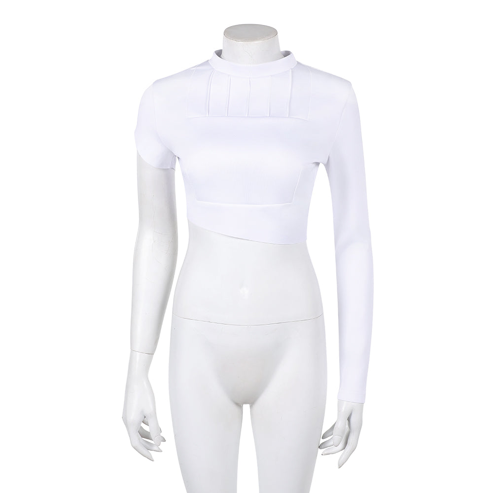 Padme Amidala Geonosis White Torn Top Outfits Cosplay Costume Halloween Suit