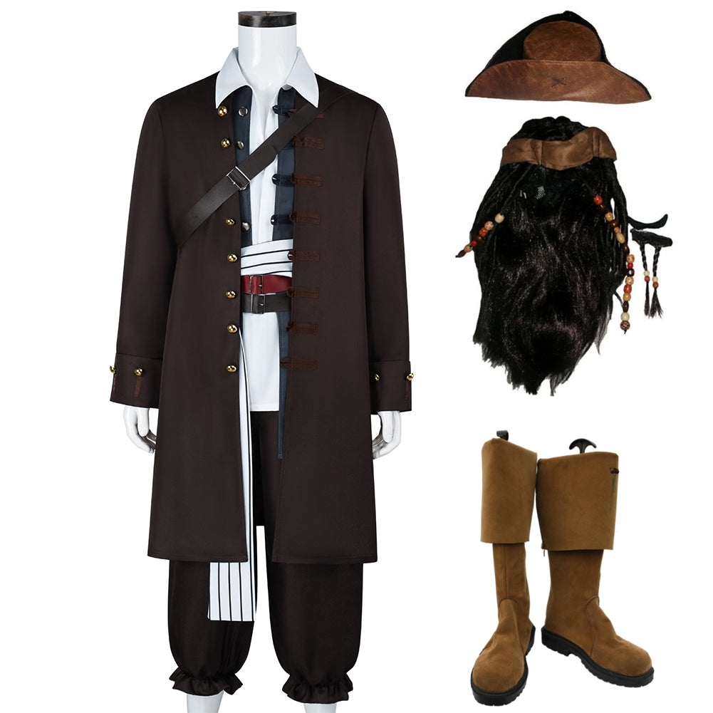 Pirates Of The Caribbean Jack Sparrow Coat Set Outfits Halloween Cosplay Costume