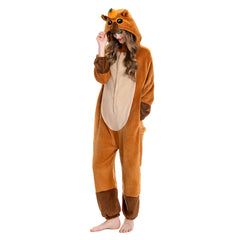 Plush Capybara Animals Onesie Flannel Pajamas Warm Home Sleepwear Halloween Carnival Suit - OLAOLA