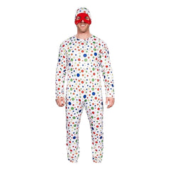 Polka‑Dot Man White Jumpsuit Mask Set Outfits Cosplay Costume Halloween Suit