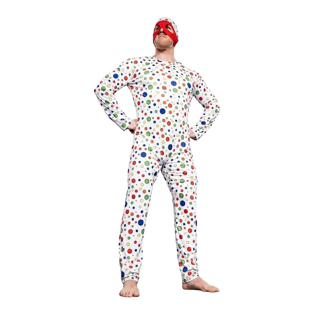 Polka‑Dot Man White Jumpsuit Mask Set Outfits Cosplay Costume Halloween Suit