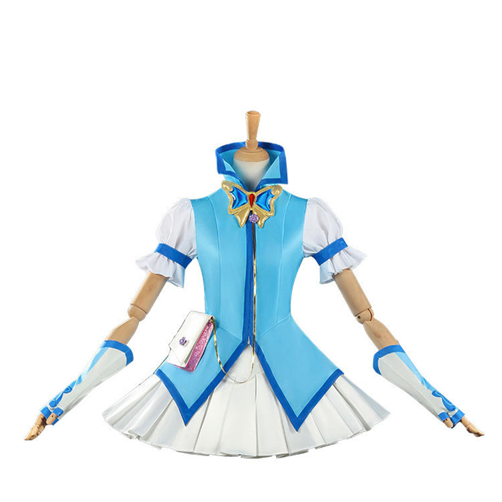 Pretty Cure Minazuki Karen Cure Aqua Blue White Set Outfits Cosplay Costume
