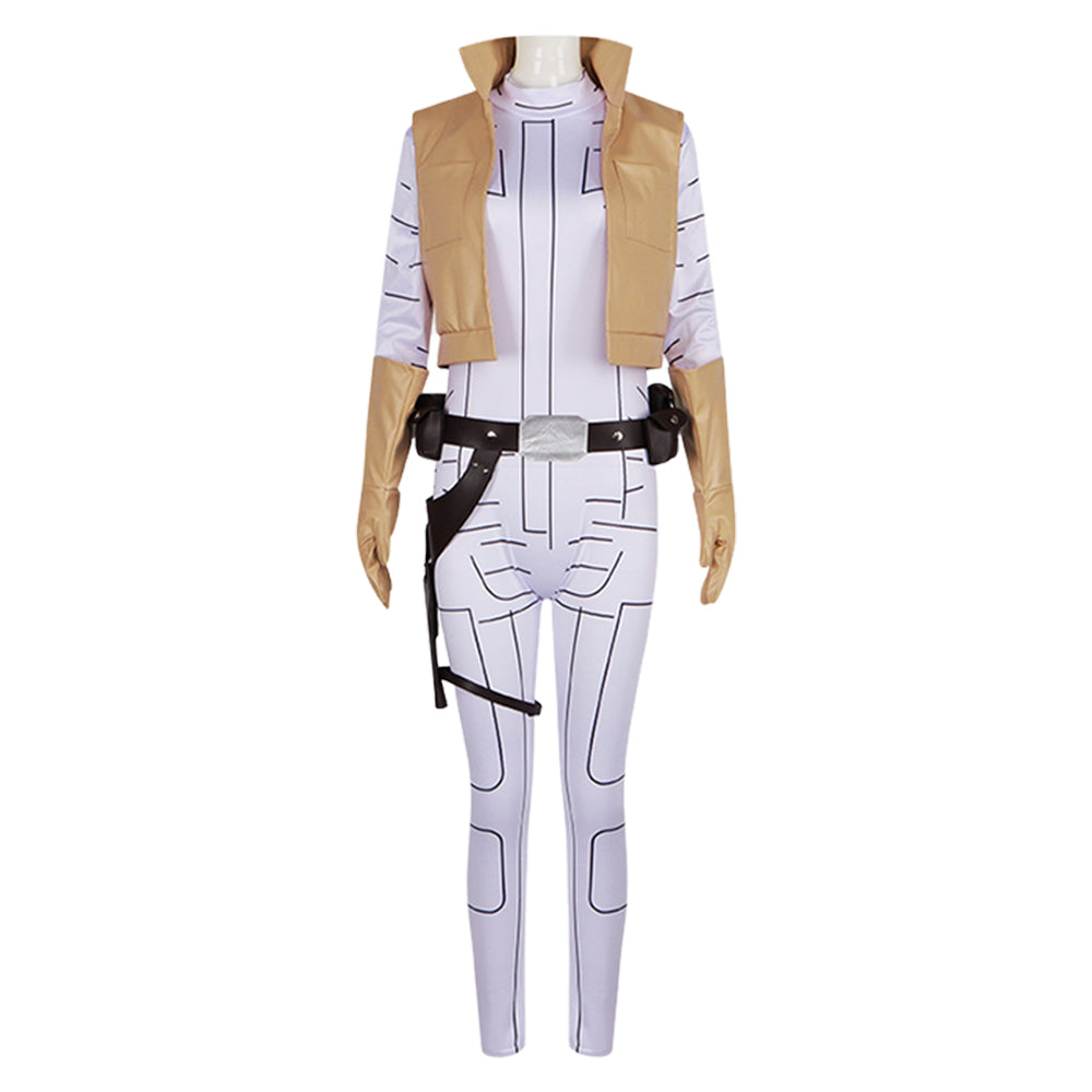 Princess Leia White Jumpsuit Jacket Gloves Set Outfits Cosplay Costume