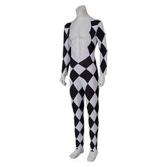 Queen Freddie Mercury Black White Argyle Jumpsuit Outfits Cosplay Costume