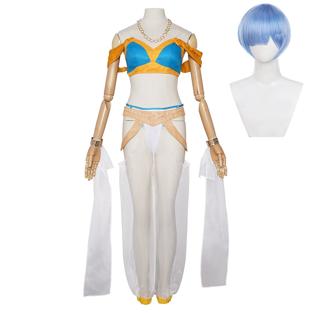 Rem Arabian Dancer Blue White Set Outfits Cosplay Costume Halloween Carnival Suit