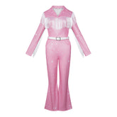 Retro 70s Dolly Parton Pink Cowgirl Set Outfits Cosplay Costume Halloween Suit