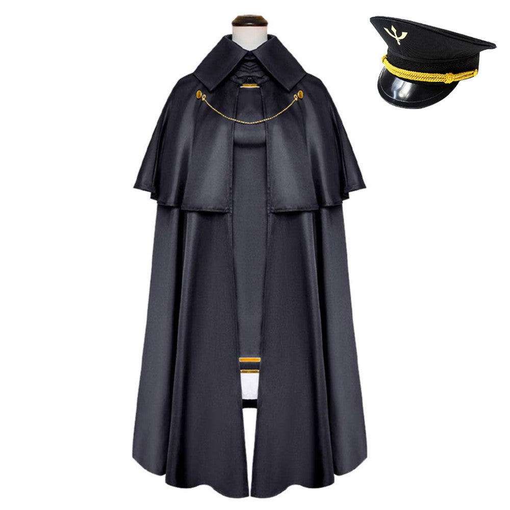 Sajuna Inui Black Lily Dress Cloak Hat Set Outfits Cosplay Costume