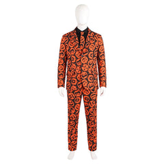 Saturday Night Live David S. Pumpkins Funny Orange Suit Outfits Halloween Cosplay Costume