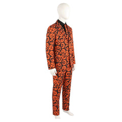 Saturday Night Live David S. Pumpkins Funny Orange Suit Outfits Halloween Cosplay Costume