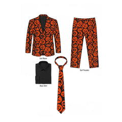 Saturday Night Live David S. Pumpkins Funny Orange Suit Outfits Halloween Cosplay Costume