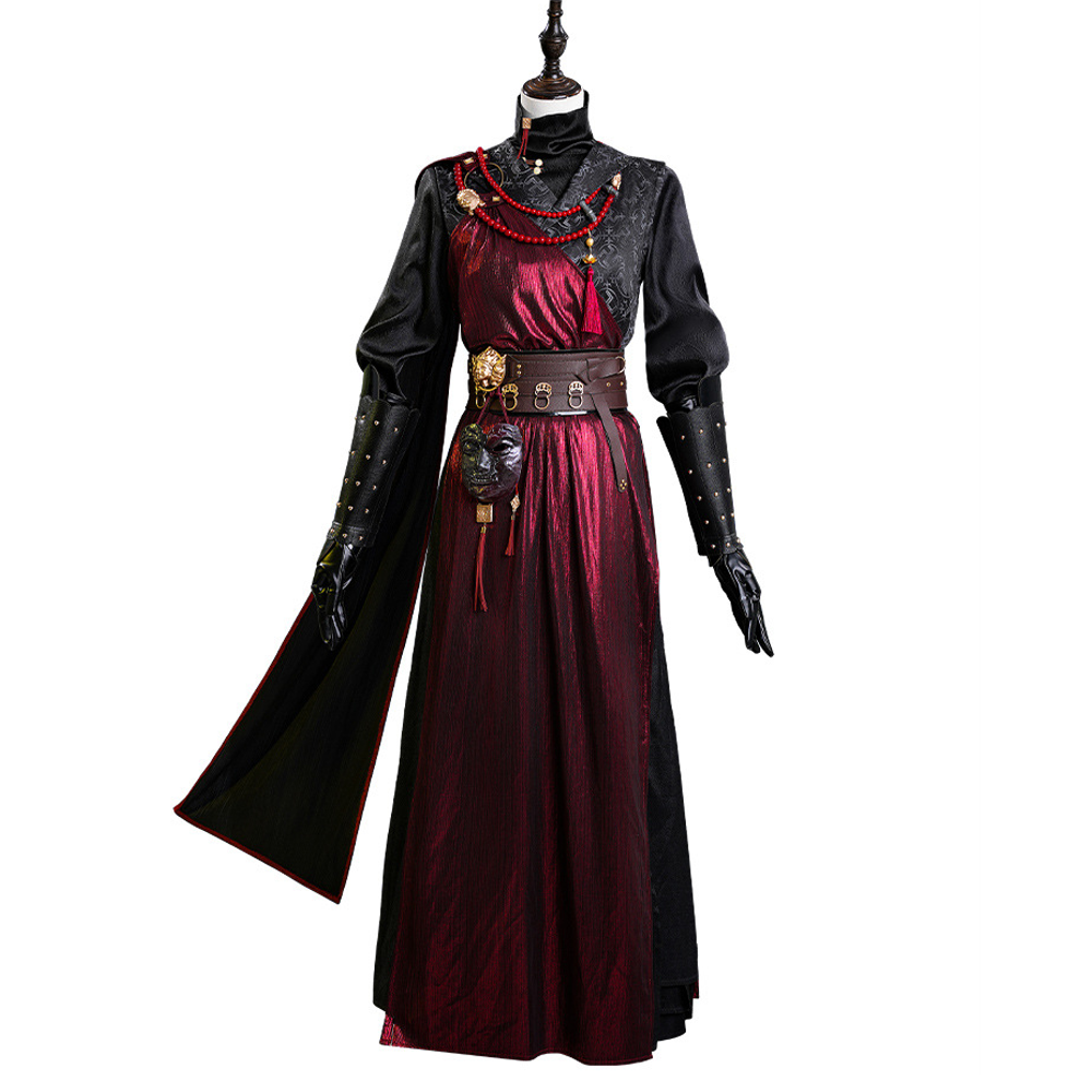 Where Winds Meet (2025) San Geng Tian Sect Red Set Wuxia Hanfu Outfits Cosplay Costume
