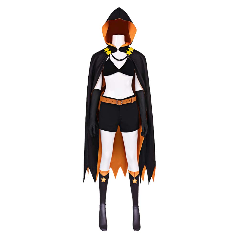Shaula Black Orange Set Outfits Cosplay Costume Halloween Carnival Party Suit