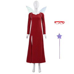 Shrek 2 Fairy Godmother Red Dress Wings Set Outfits Cosplay Costume