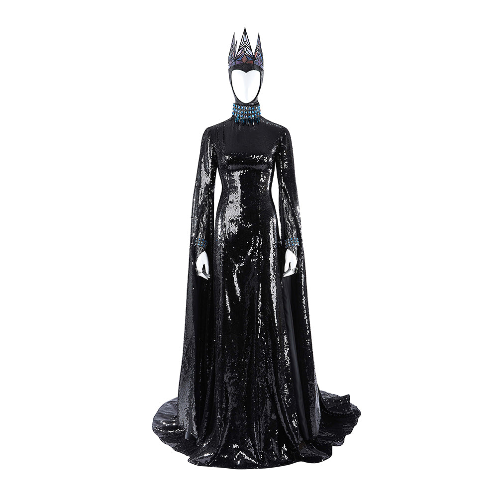 Snow White (2025) Evil Queen Black Long Dress Set Outfits Cosplay Costume