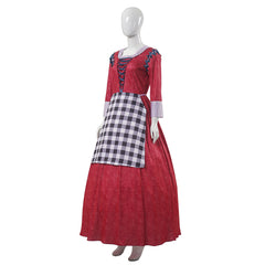 Snow White Princess Red Dress Checkered Apron Set Outfits Cosplay Costume
