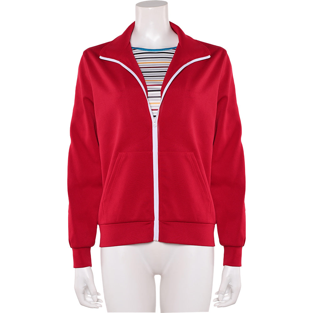 Stranger Things (2025) Max Mayfield Red Jacket Striped Shirt Set Outfits Cosplay Costume