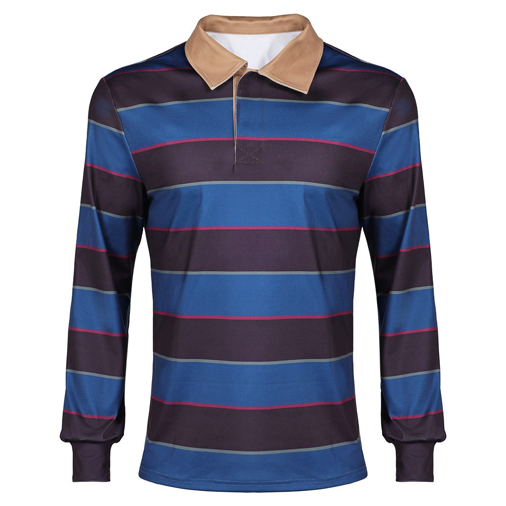 Stranger Things (2025) Mike Wheeler Blue Striped Shirt Outfits Cosplay Costume