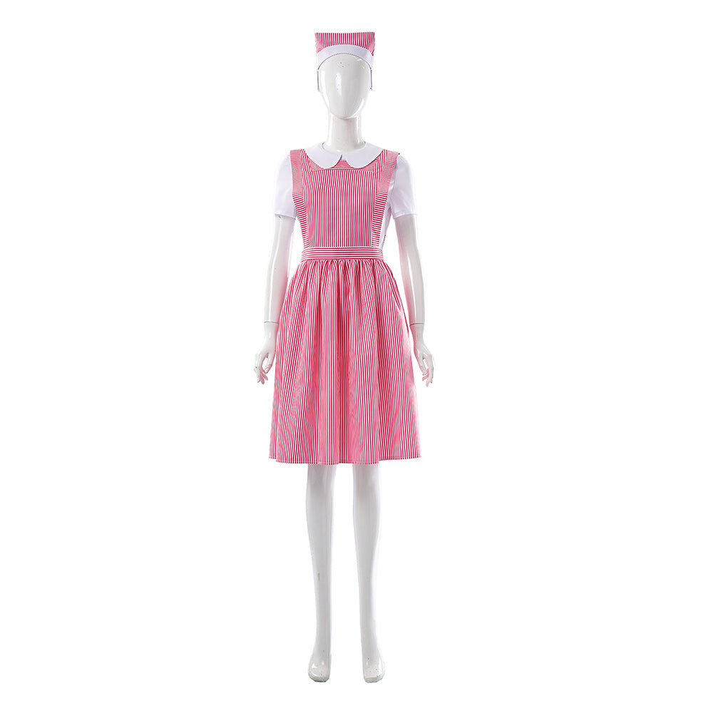 Stranger Things (2025) Nancy Wheeler White Red Striped Set Outfits Cosplay Costume