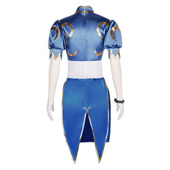 Street Fighter Chun Li Blue Dress Set Outfit Cosplay Costume