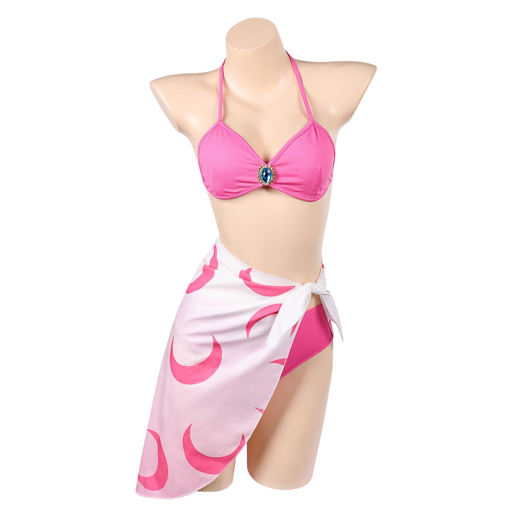 Super Mario Odyssey Princess Peach Pink Swimsuit Outfits Cosplay Costume