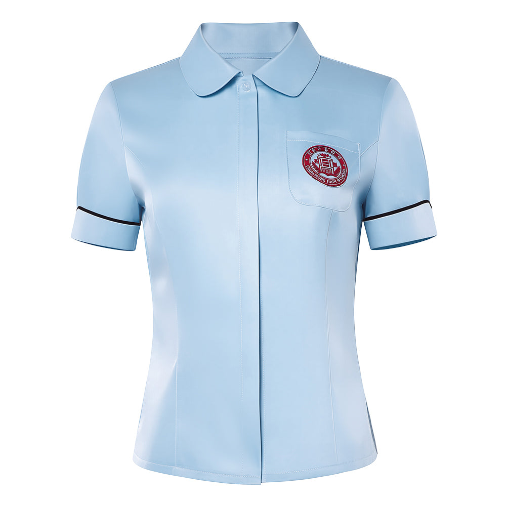 Teach You A Lesson (2026) Daehan High School Uniform Blue Shirt Cosplay Costume