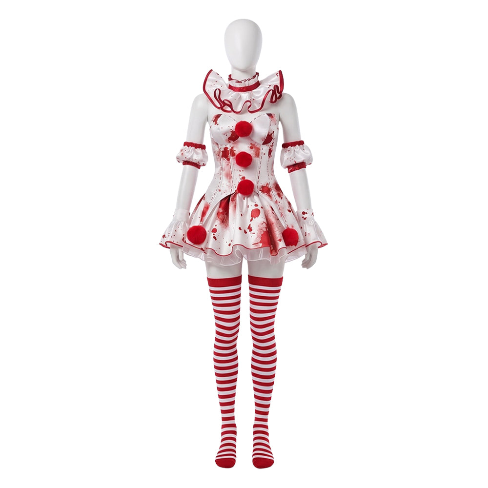 Terrifier 4 (2026) Clown White Red Dress Set Outfits Halloween Horror Cosplay Costume