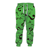 The Batman Riddler Printed Green Trousers Jogger Pants Cosplay Accessories Props