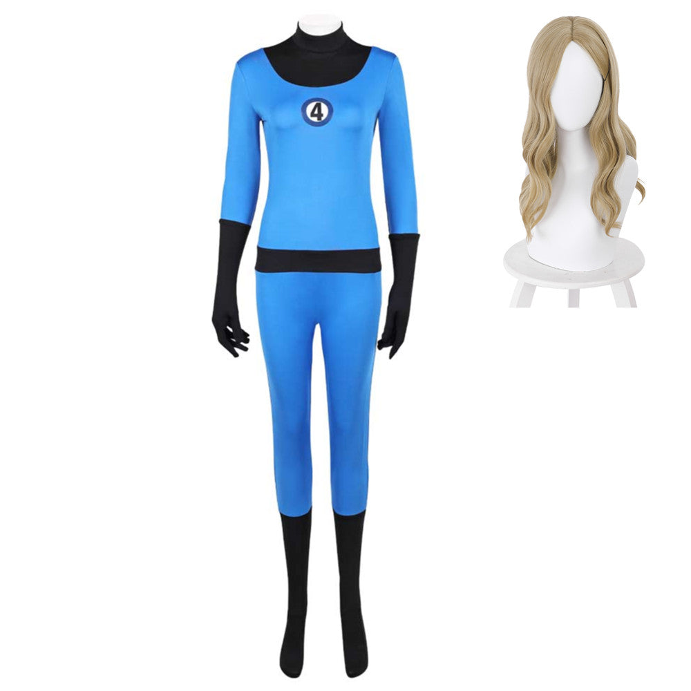 The Fantastic Four: First Steps (2025) Invisible Woman Susan Storm Blue Black Jumpsuit Cosplay Costume