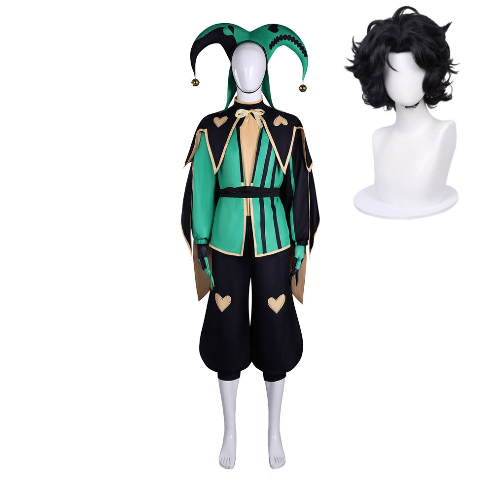The Freak Circus Harlequin Green Black Clown Set Outfits Cosplay Costume