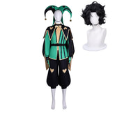 The Freak Circus Harlequin Green Black Clown Set Outfits Cosplay Costume