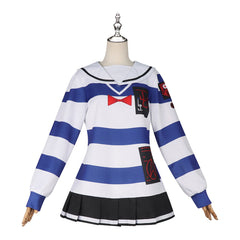 The Hundred Line: Last Defense Academy (2025) Amemiya Darumi Blue Striped Set Cosplay Costume