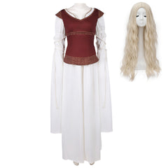 The Lord Of The Rings Eowyn Brown Vest White Dress Outfits Cosplay Costume
