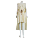 The Odyssey (2026) Helen Of Troy Beige Dress Outfits Medieval Cosplay Costume