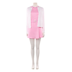 The Rocky Horror Picture Show Janet Weiss Pink Dress White Cardigan Outfits Cosplay Costume
