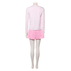 The Rocky Horror Picture Show Janet Weiss Pink Dress White Cardigan Outfits Cosplay Costume