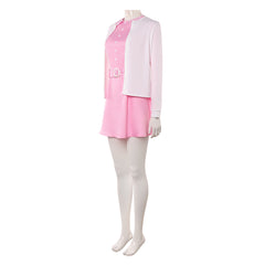 The Rocky Horror Picture Show Janet Weiss Pink Dress White Cardigan Outfits Cosplay Costume