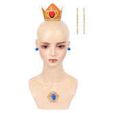 The Super Mario Galaxy Movie (2026) Princess Peach Crown Earrings Brooch Cosplay Accessories Props
