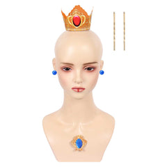 The Super Mario Galaxy Movie (2026) Princess Peach Crown Earrings Brooch Cosplay Accessories Props