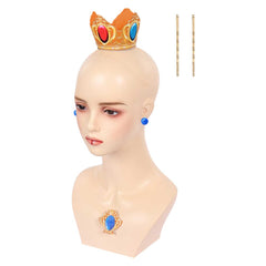 The Super Mario Galaxy Movie (2026) Princess Peach Crown Earrings Brooch Cosplay Accessories Props