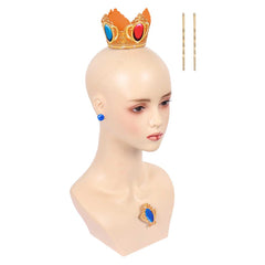 The Super Mario Galaxy Movie (2026) Princess Peach Crown Earrings Brooch Cosplay Accessories Props
