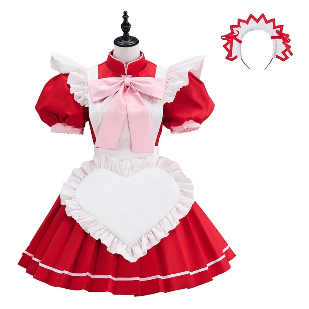 Tokyo Mew Mew New Momomiya Ichigo Red Maid Dress Set Outfits Cosplay Costume