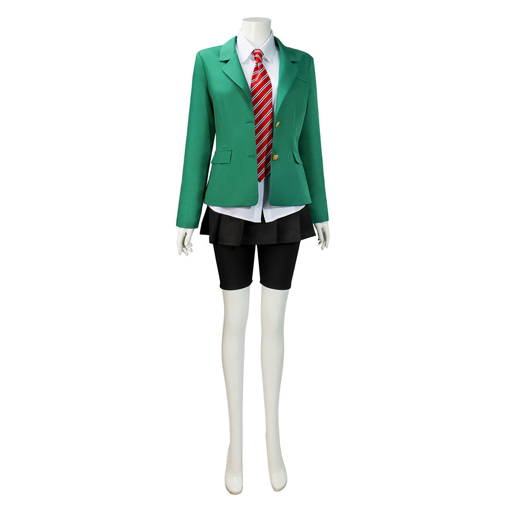 Tomo-chan Is A Girl! Tomo Aizawa Green School Uniform Set Outfits Cosplay Costume