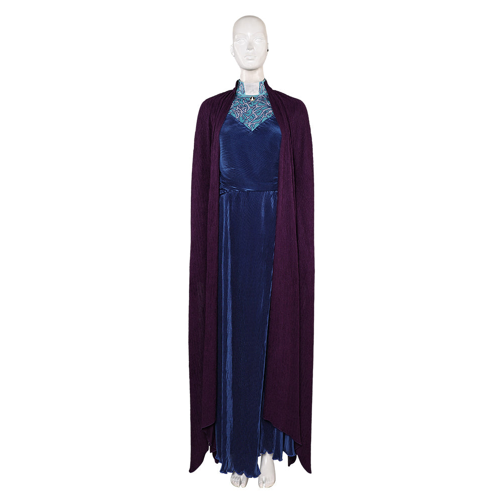 TV Agatha All Along (2024) Agatha Harkness Blue Dress Cloak Outfits Cosplay Costume Halloween Carnival Suit