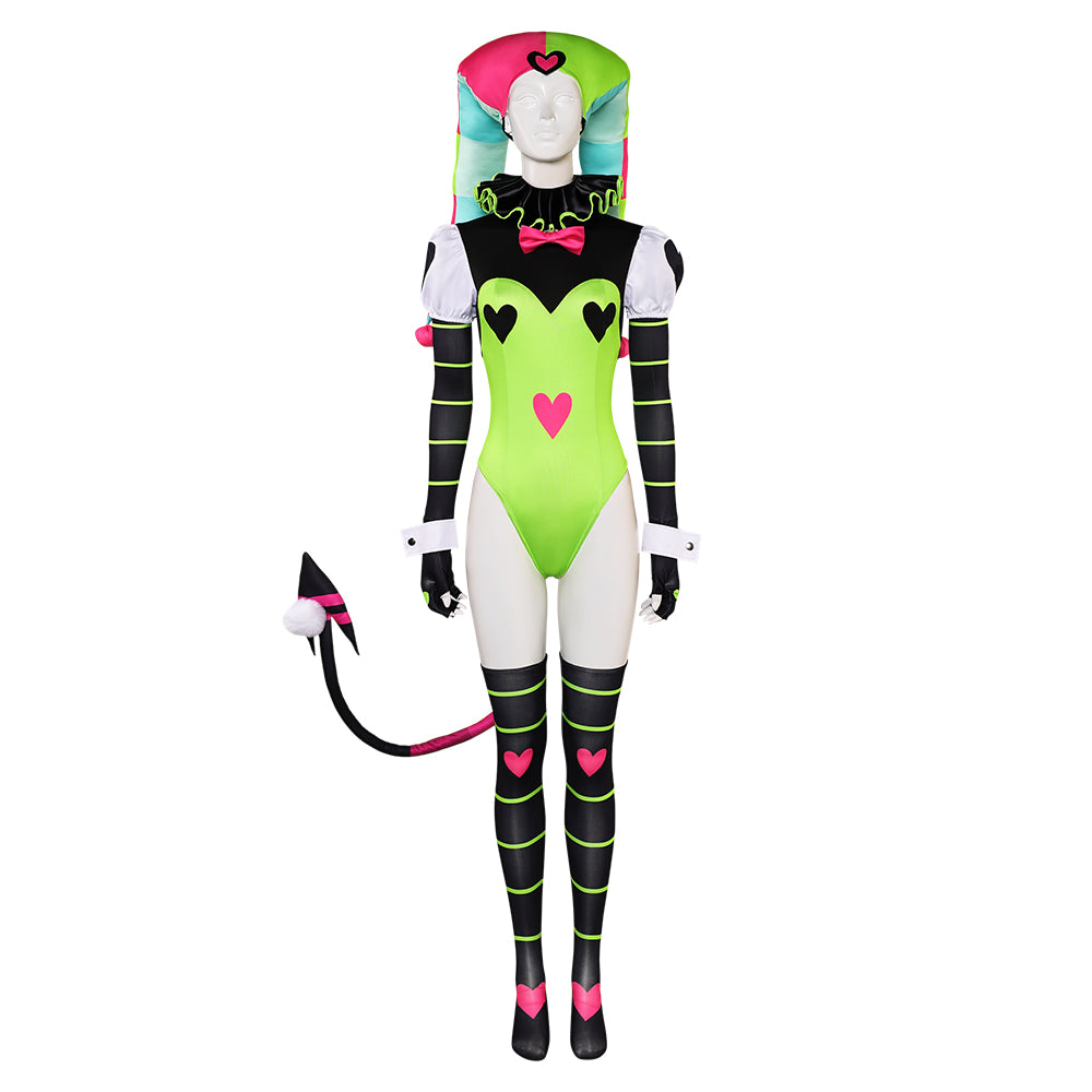 TV Helluva Boss 2 (2024) Fizzarolli Green Clown Bodysuit Cosplay Outfits Costume Halloween Carnival Suit