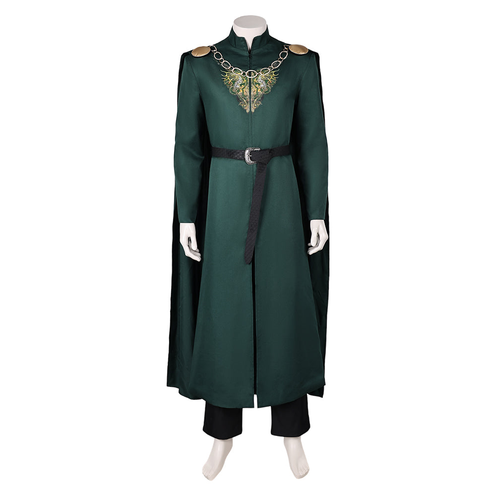 TV House of the Dragon Season 2 (2024) King Aegon Targaryen Green Cloak Outfits Cosplay Costume Halloween Carnival Suit