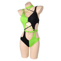 TV Kim Possible Shego Green Swimsuit Outfits Cosplay Costume Halloween Carnival Suit
