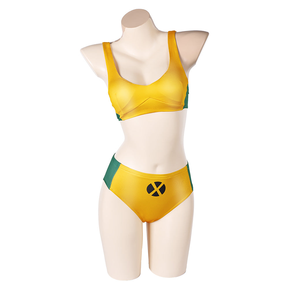 Ultra X-Men 1995 Rogue Yellow Split Swimsuit Outfits Cosplay Costume