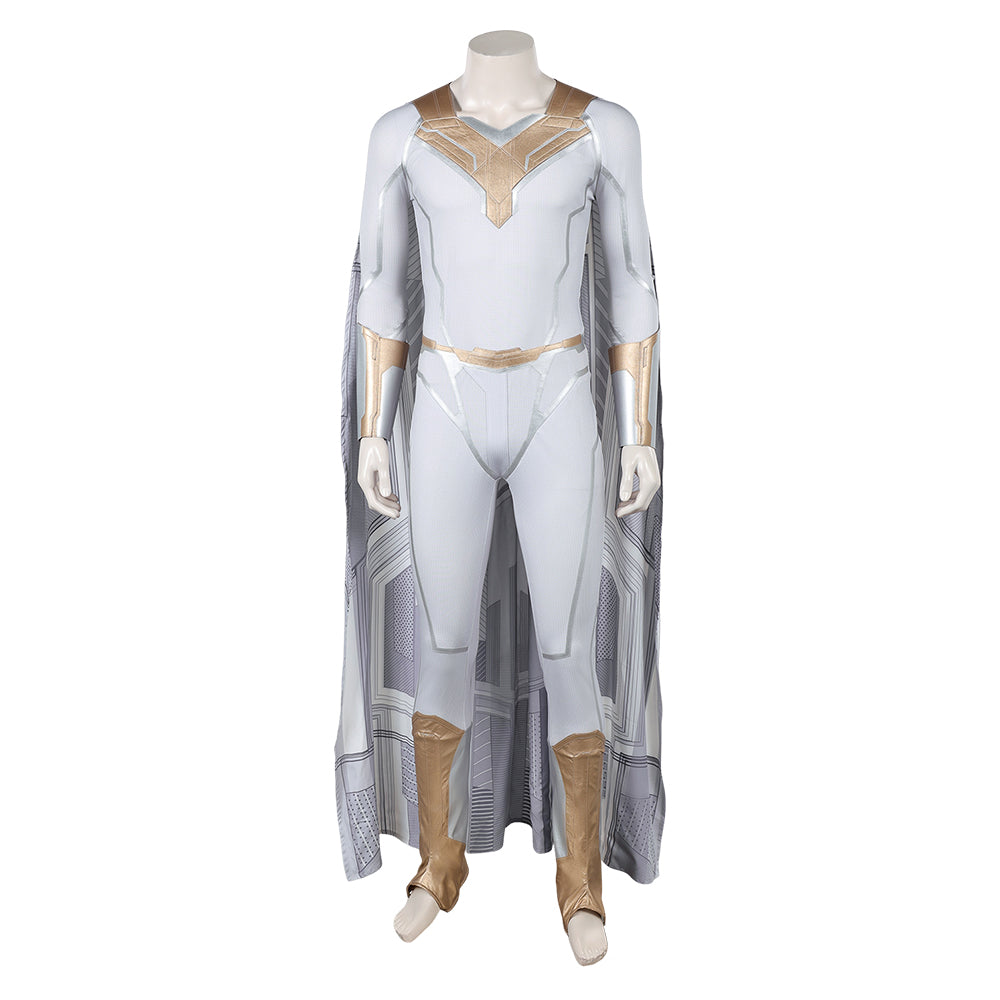 VisionQuest (2026) White Vision Jumpsuit Cloak Outfits Halloween Cosplay Costume