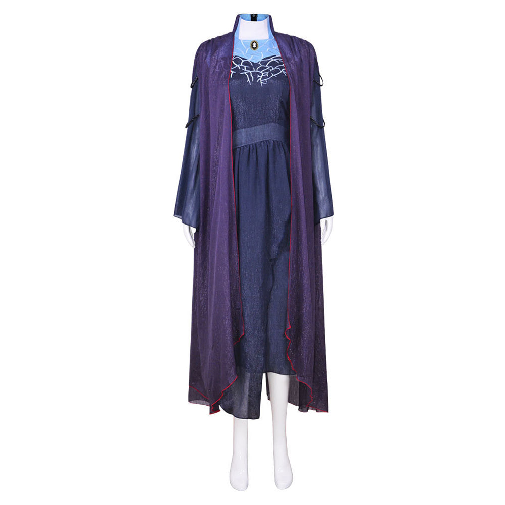 Wanda Vision Agatha Harkness Purple Blue Dress Set Outfits Cosplay Costume