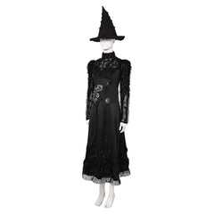 Wicked (2024) Elphaba Black Mesh Dress Set Witch Outfits Halloween Cosplay Costume